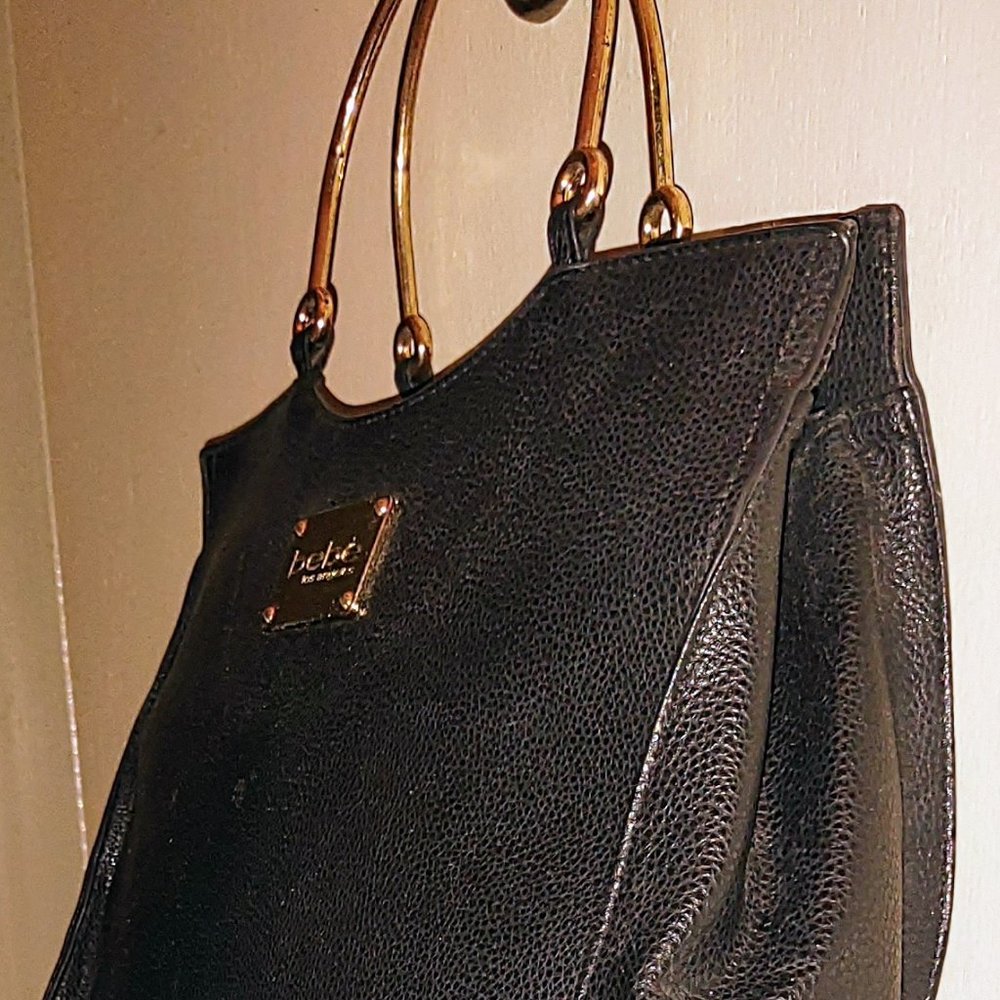 Vintage Bebe Los Angeles Ring Black Leather Handbag
